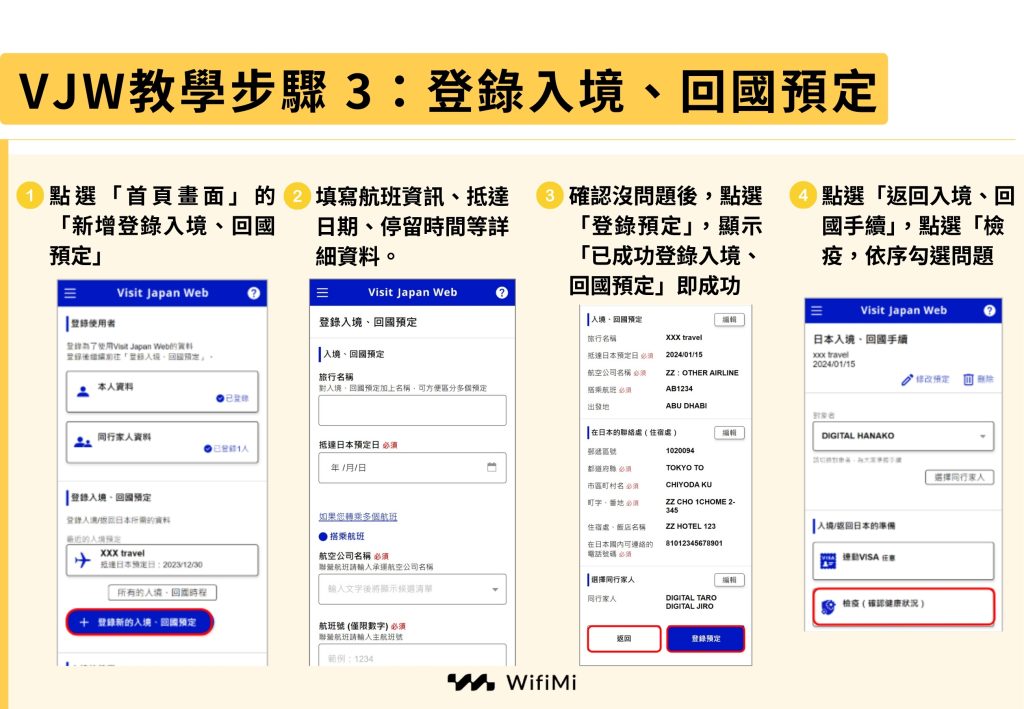 VJW教學步驟：登錄入境、回國預定